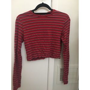 Brandy Melville red stripped cropped shirt